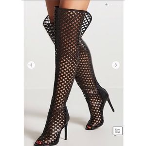 Forever 21 Caged Thigh High Boots